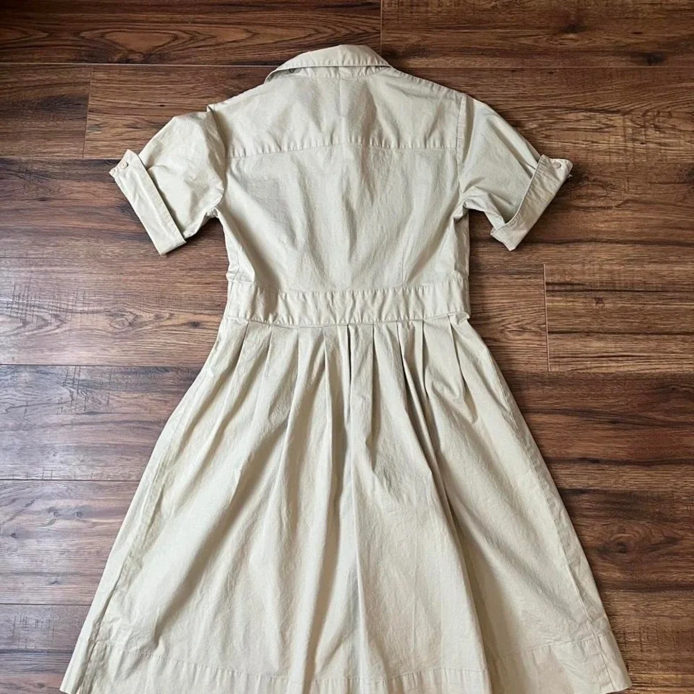 Jacob Beige Shirt Dress Cotton Button Collared Women 6 Old Money Quiet Luxury - Picture 6 of 7